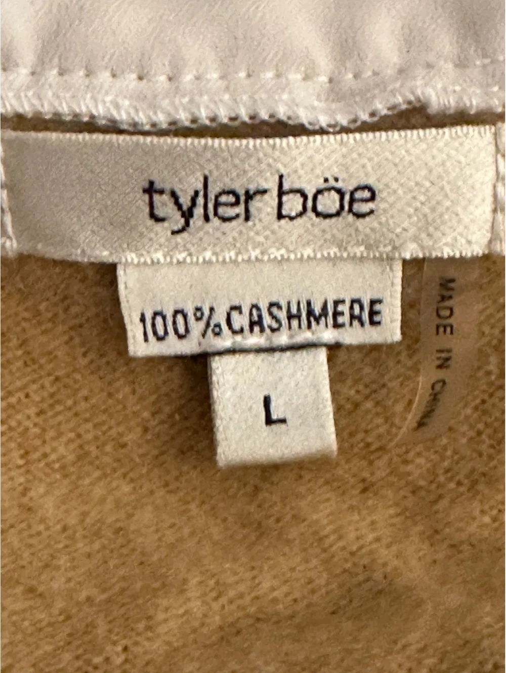 Tyler Boe Cashmere Twofer Sweater In Tan Sz L